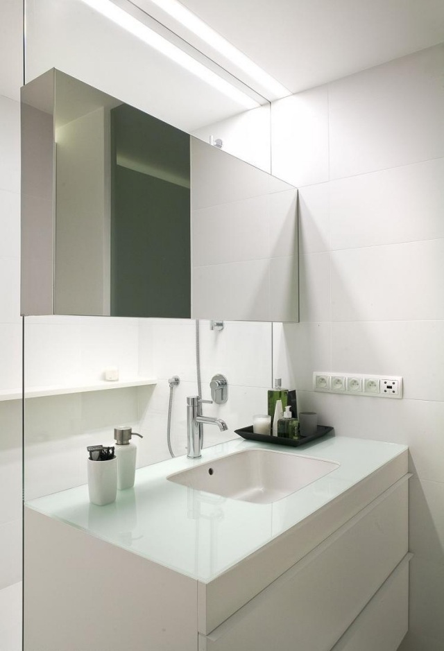 Salle de bain gris argent: meuble salle de bain cm blanc brillant ...
