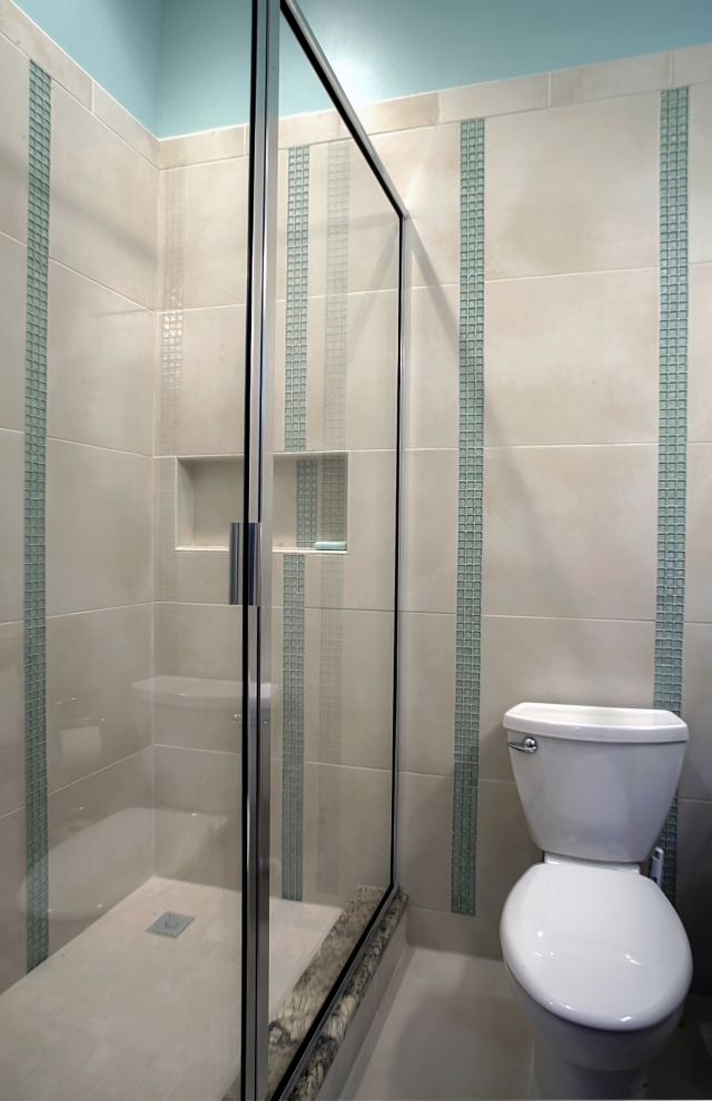 petite salle de bain avec un paroi en verre protection de l39;eau