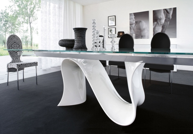 table contemporaine plateau verre