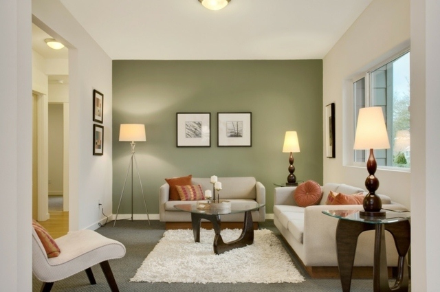 Living Room with Green Accent Wall