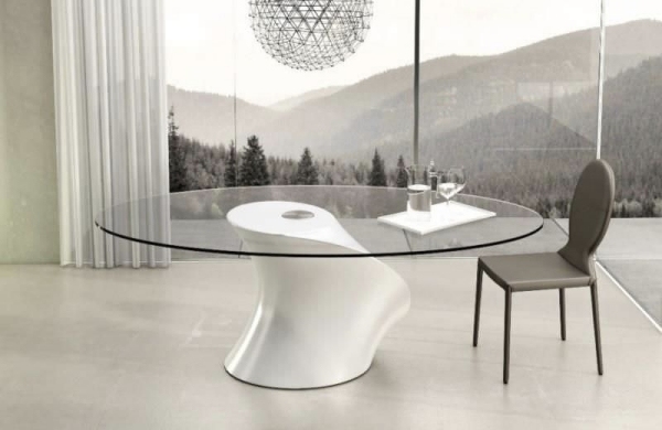 table ronde contemporaine verre
