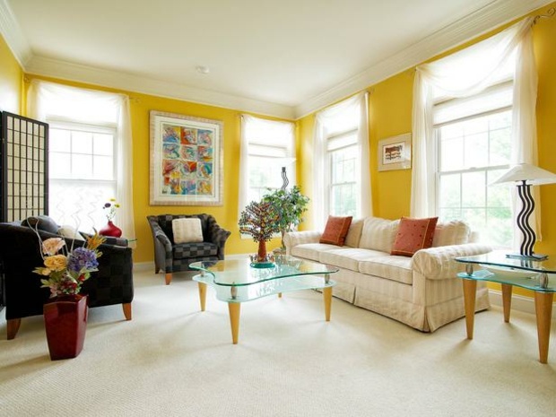 couleur peinture salon jaune soleil lumi%C3%A8re naturelle