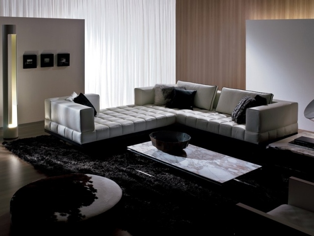 Salon contemporain cuir: idà es sur le thème canapà s en cuir ... Meuble de salon en cuir blanc os