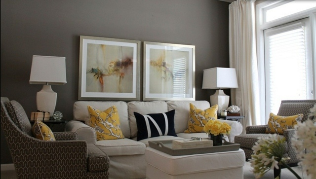 Wohnzimmer blau grau: ledersofa wohnzimmer farbtrends. wandfarbe ...