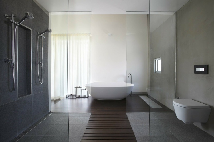 Décoration : salle de bain moderne avec baignoire et douche 14 ... Décor Paroi Baignoires