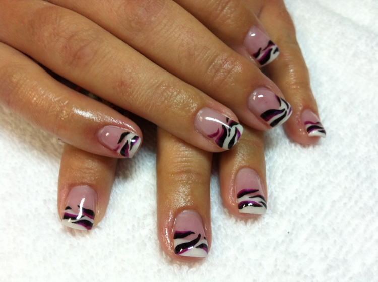 colored french tip nail design