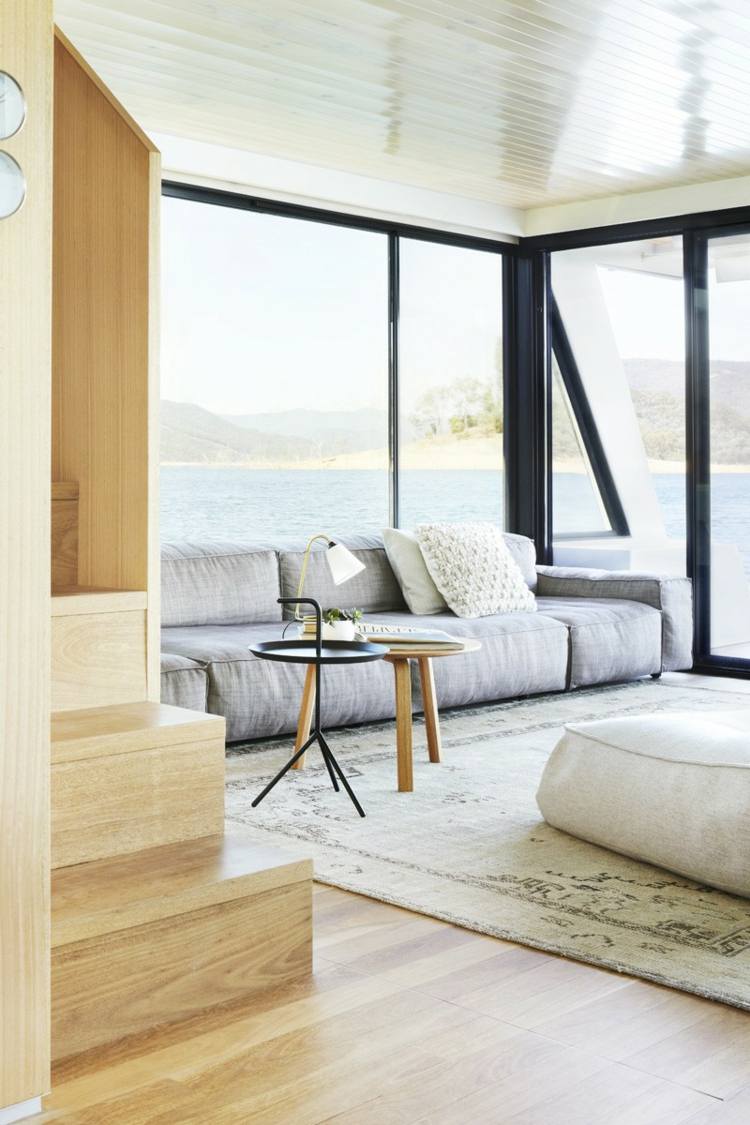 Aménagement intérieur: péniche luxe avec touche scandinave