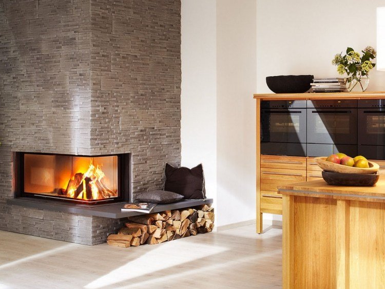 Steinwand wohnzimmer kamin: steinwand wohnzimmer design deko haus ...