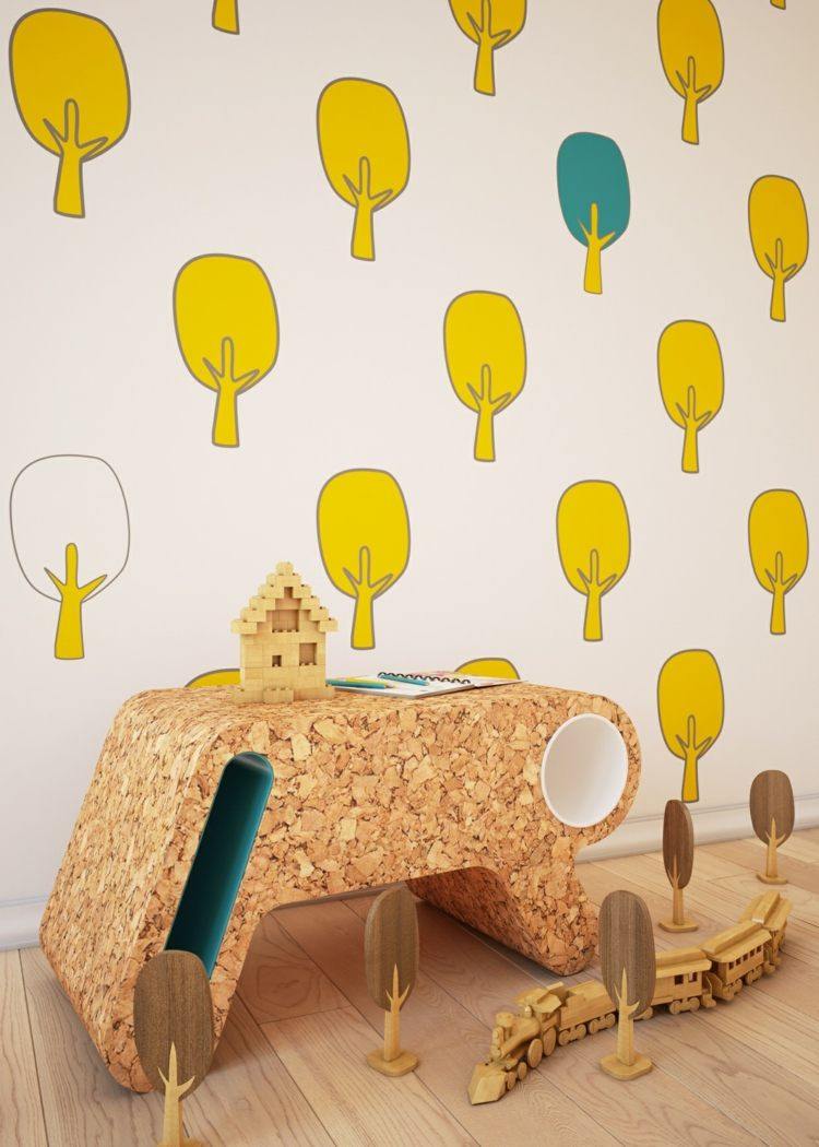 Déco chambre enfant avec papier peint et sticker mural