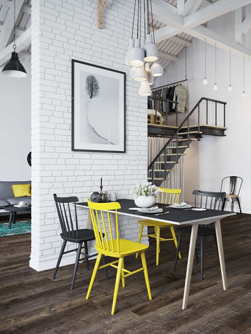 Aménagement studio de style scandinave couleurs fraîches