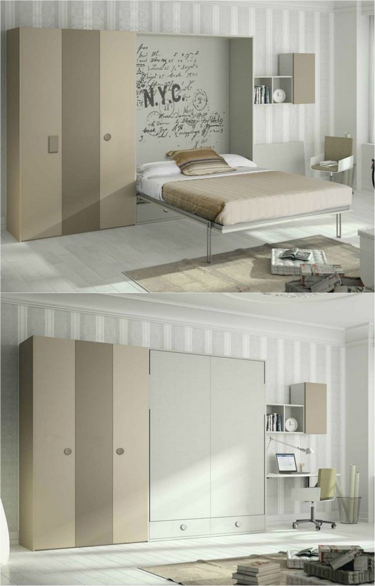 Armoire lit escamotable et lits superposés chambre d'enfant