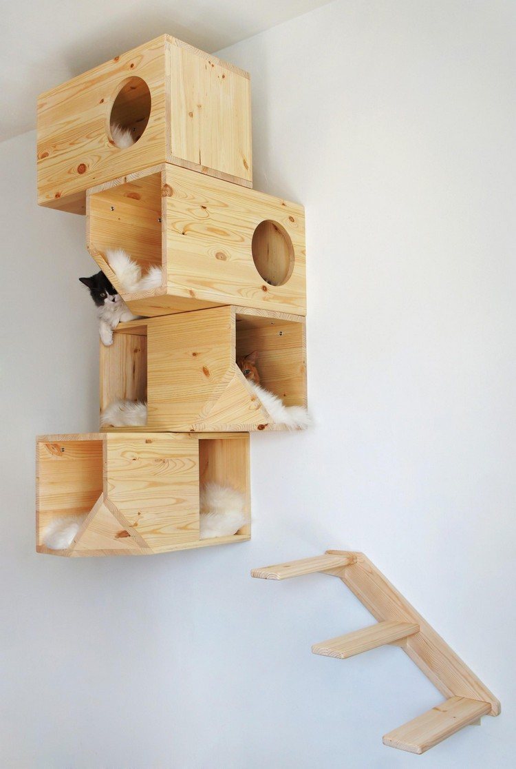 Niche pour chat en bois un design que votre chat adorera!
