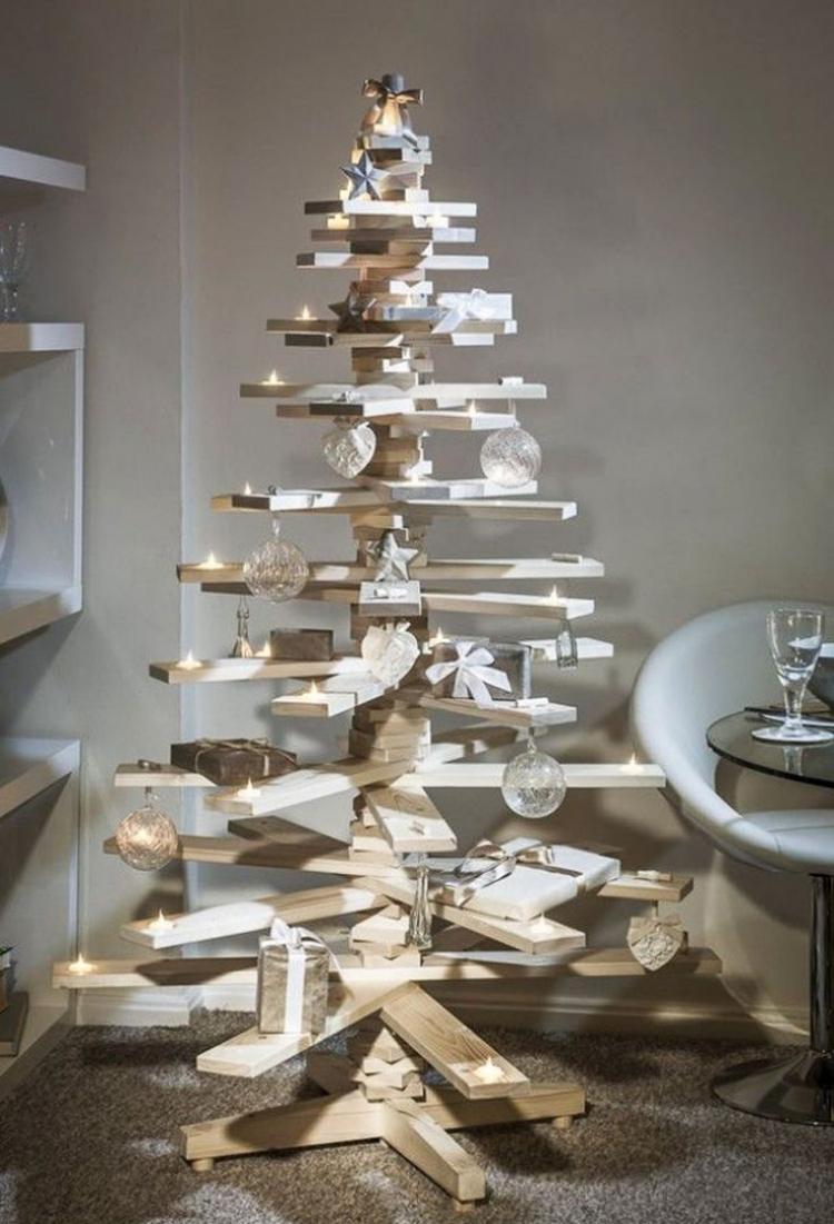 Décoration scandinave et sapin de Noël en bois en 55 idées!