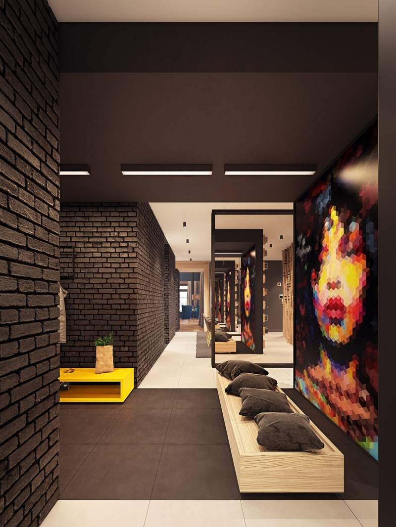 Décoration colorée –accrocheur dans une maison contemporaine