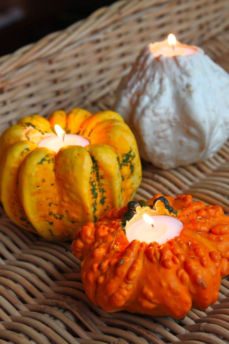 Décoration de table automne –idées avec bougies et photophores