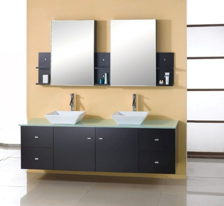Decoration : meuble salle de bain double vasque moderne 51 nancy ... Meuble salle de bain double vasque a poser