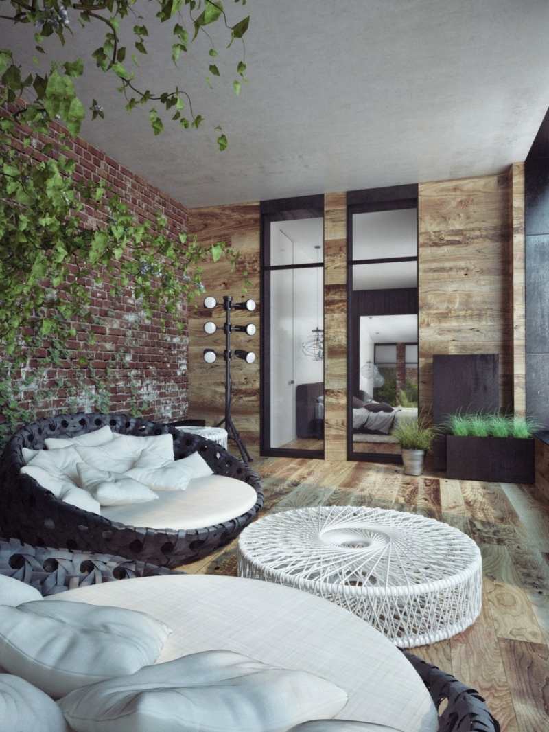 Mur de briques – élément de l'intérieur d'un penthouse à kiev