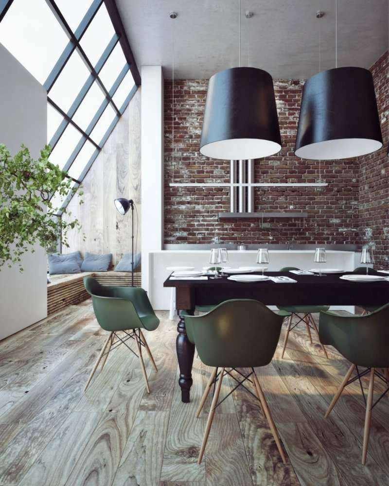 Mur de briques – élément de l'intérieur d'un penthouse à kiev