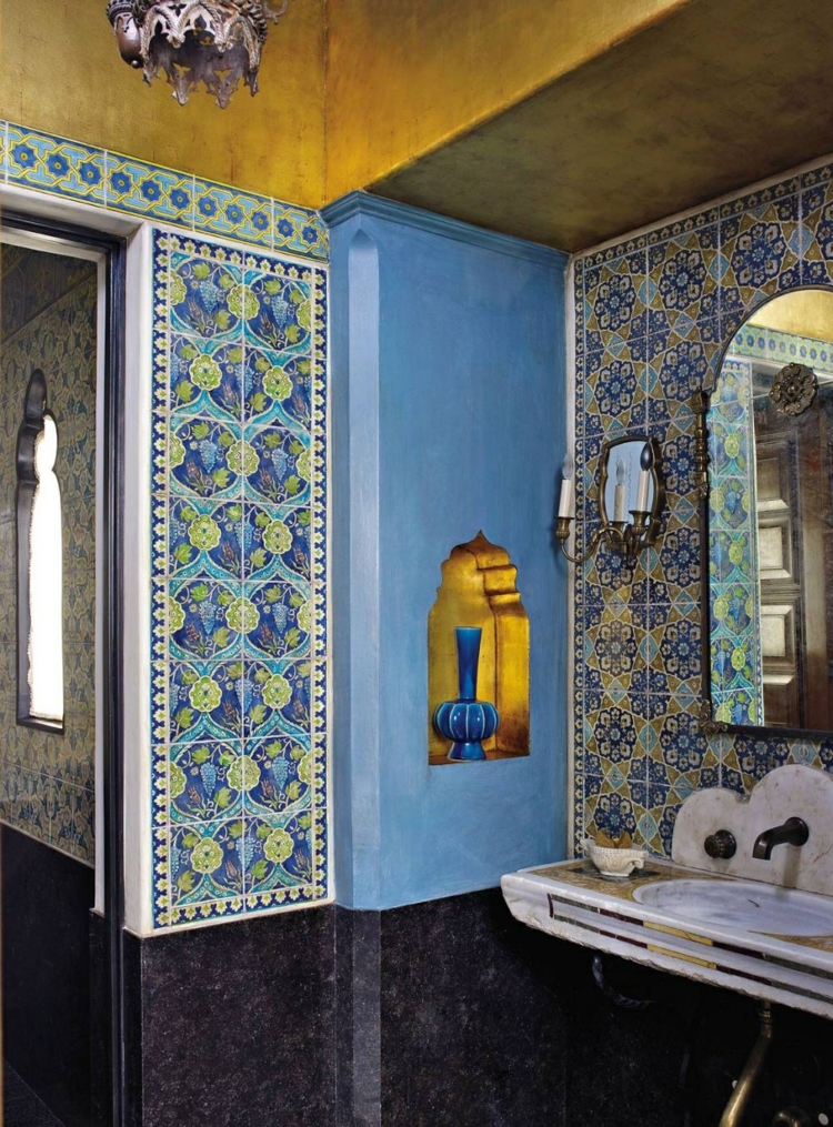 Peinture carrelage salle de bain - idées de motifs et couleurs