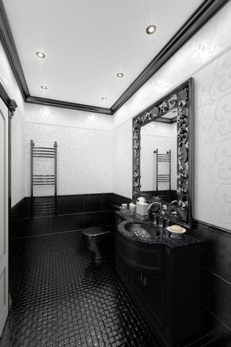 Carrelage salle de bain noir et blanc duo intemporel très classe