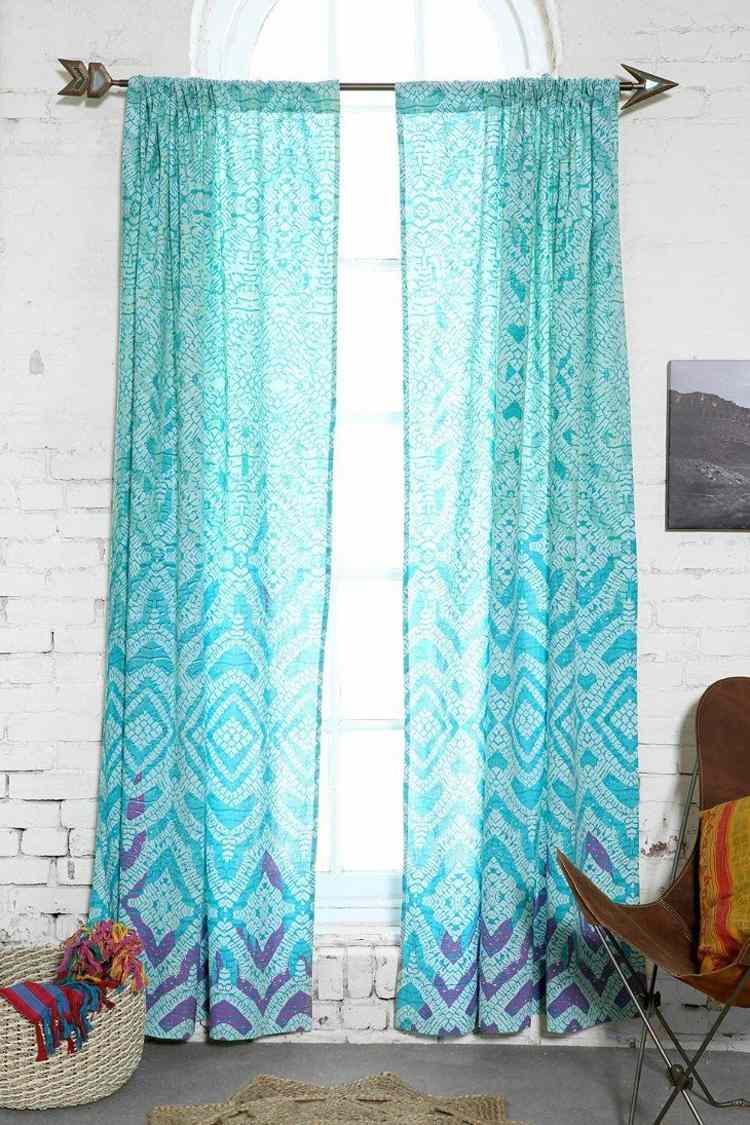 Rideau turquoise en 33 idées exotiques pour chaque pièce
