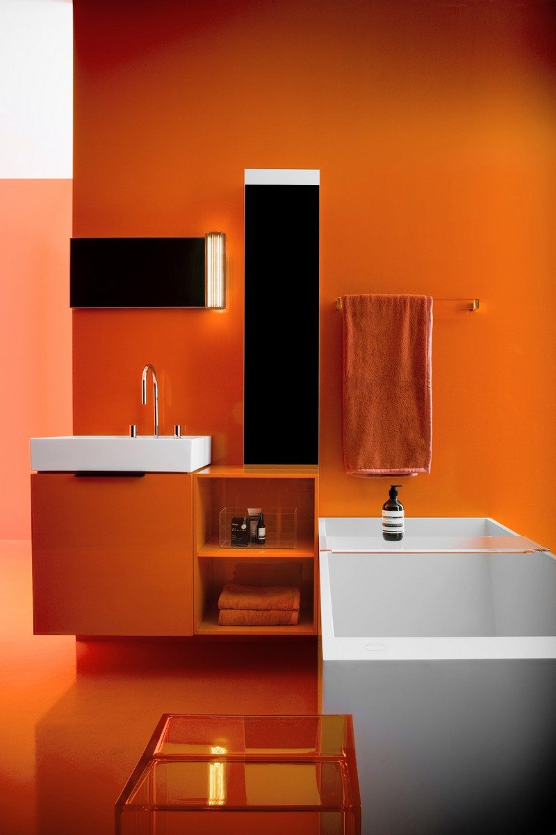 Salle de bain colorée 55 meubles, carrelage et peinture