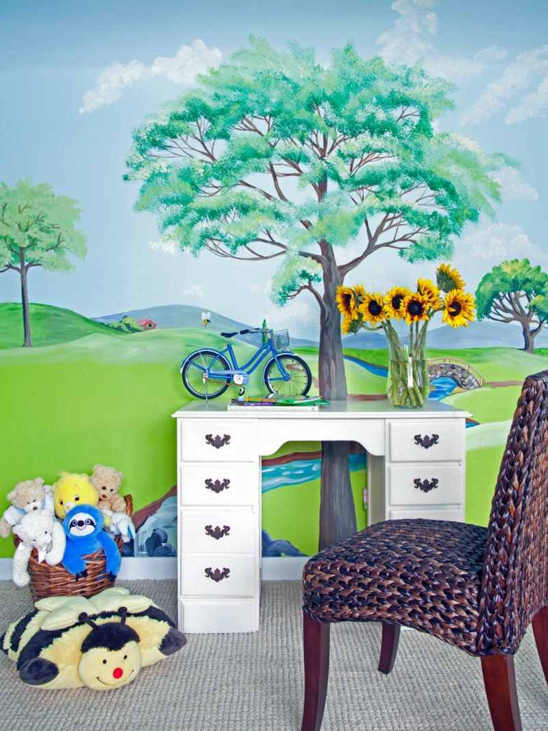 Fresque murale dans la chambre d'enfant – 35 dessins joviaux