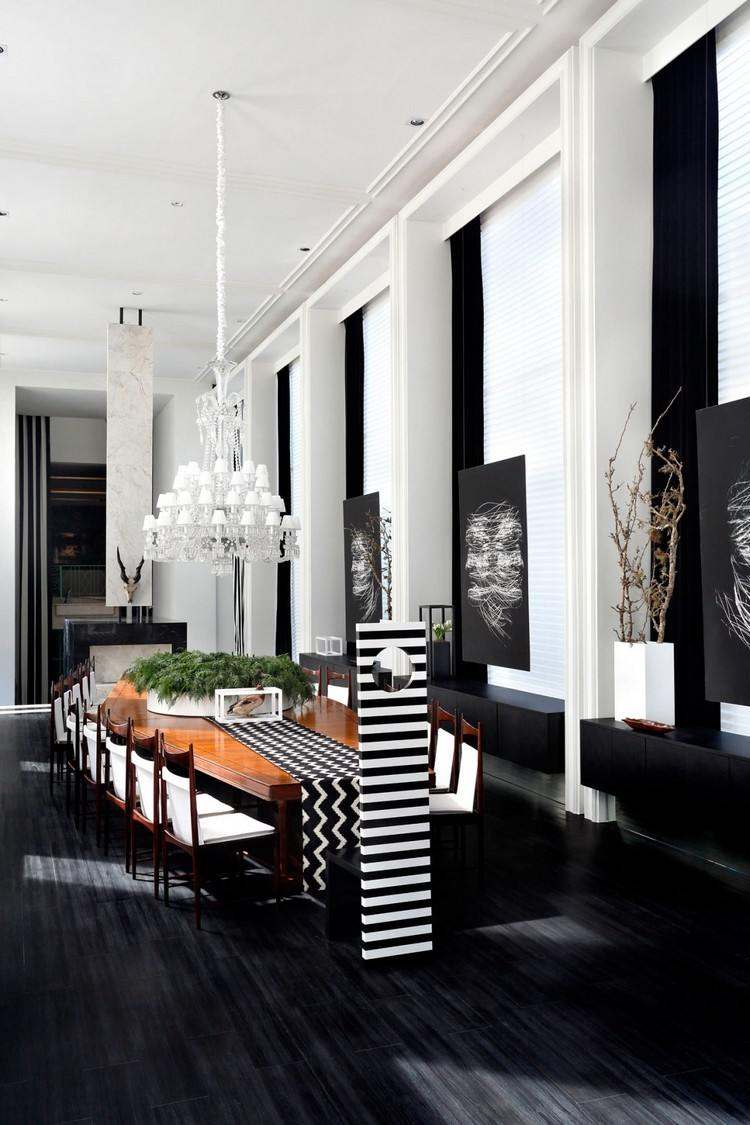 Salon noir et blanc aux accents de luxe en ocre la casa cor