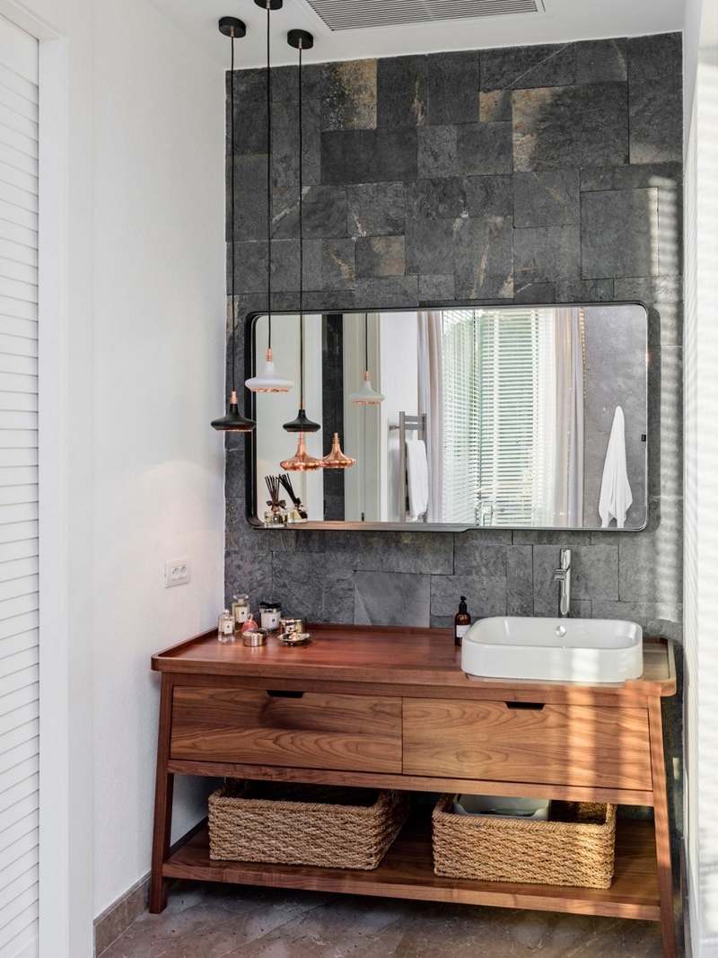 Salle de bain parement ardoise: carrelage salle bains tendance ...