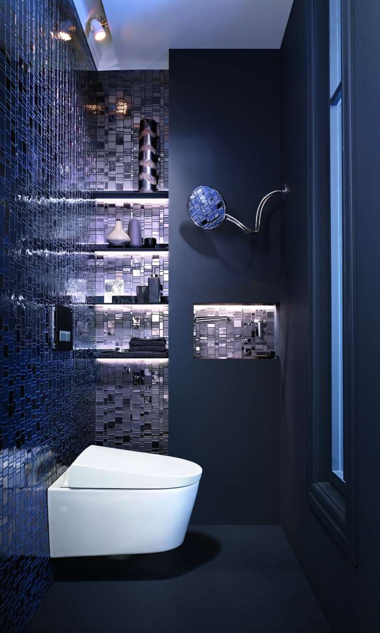 Carrelage salle de bain bleu marron: idee salle de bain bleue ...