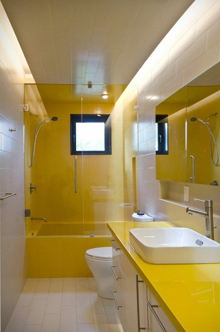 Idées déco salle de bain en blanc et jaune en 20 propositions !