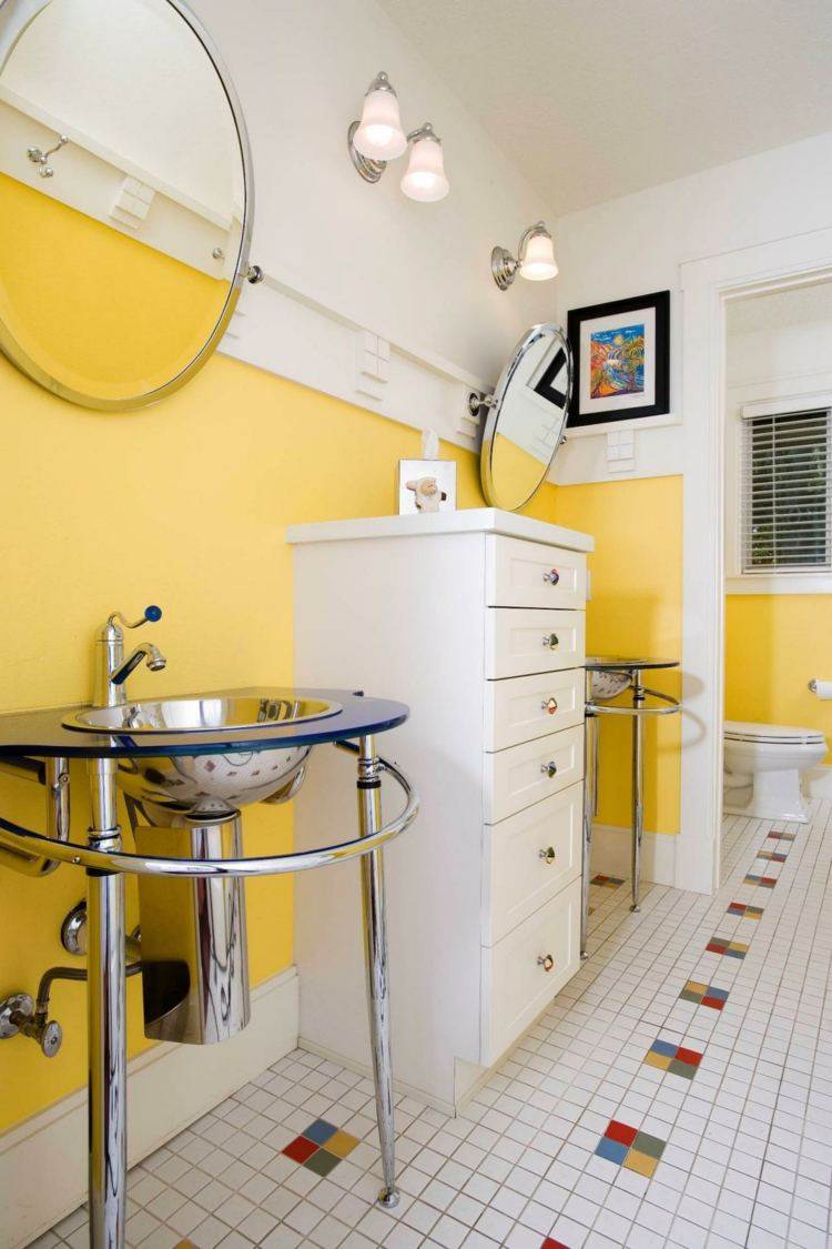 Idées déco salle de bain en blanc et jaune en 20 propositions !