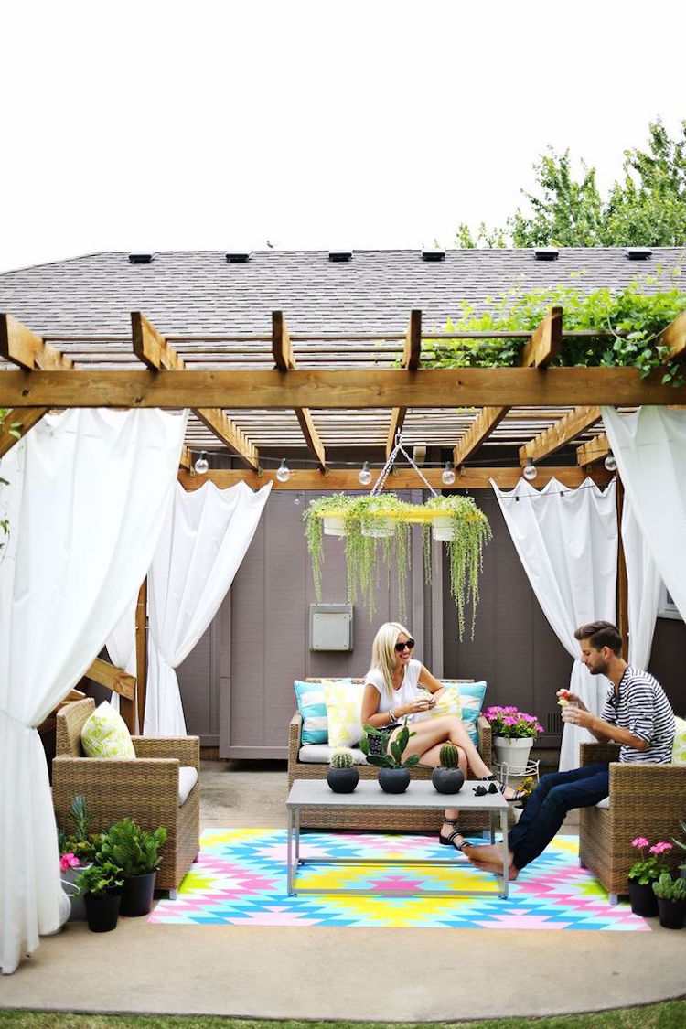 40 idées de pergola avec rideaux moderne dans le jardin