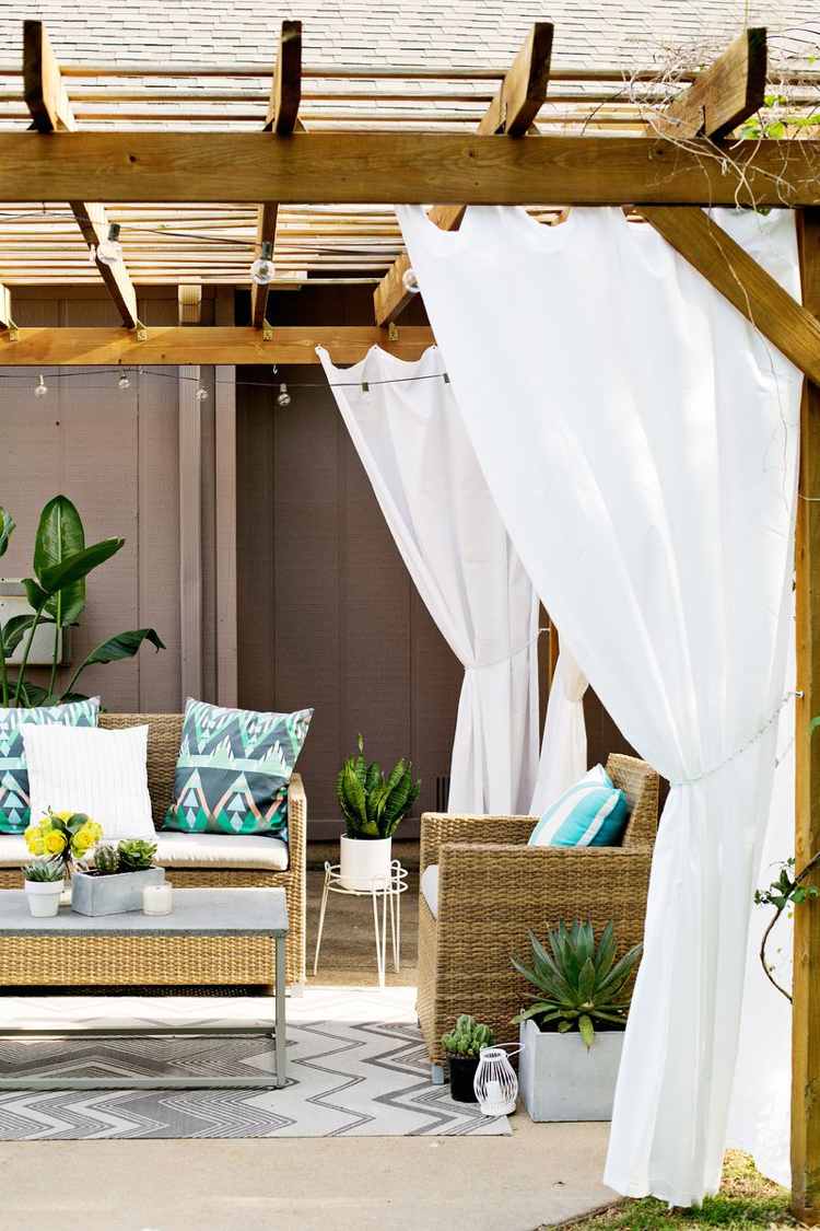 40 idées de pergola avec rideaux moderne dans le jardin
