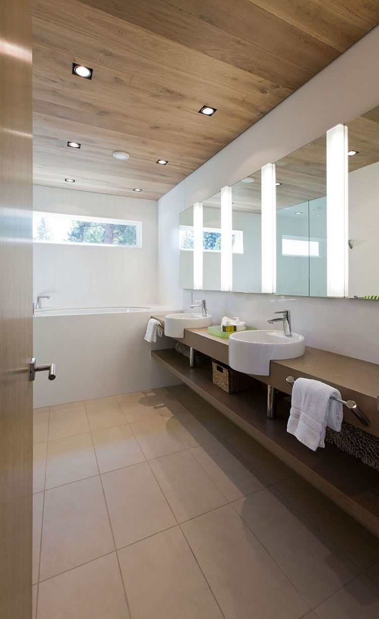 Meuble sous lavabo salle de bain doté d'étagères ouvertes