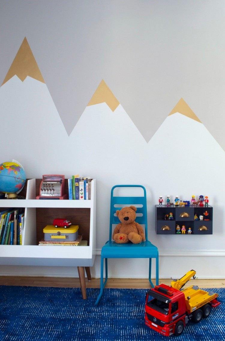Dessin montagne stylisé en couleur pour décorer les murs de la chambre