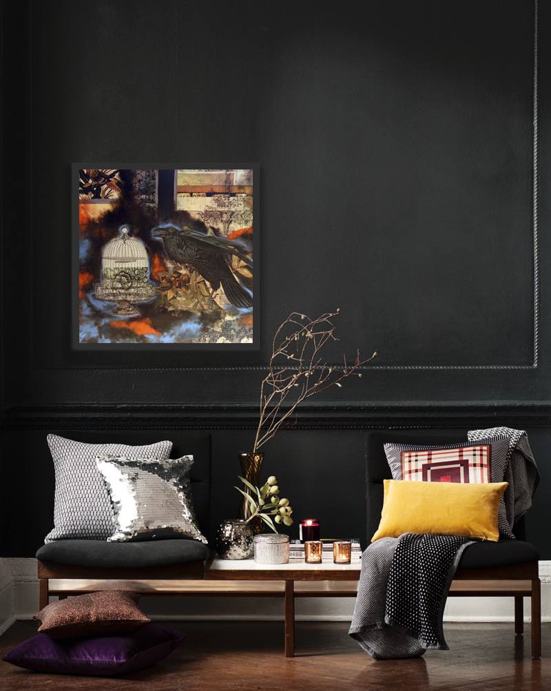 Revêtement de sol, peinture murale et autres décorations en noir ...