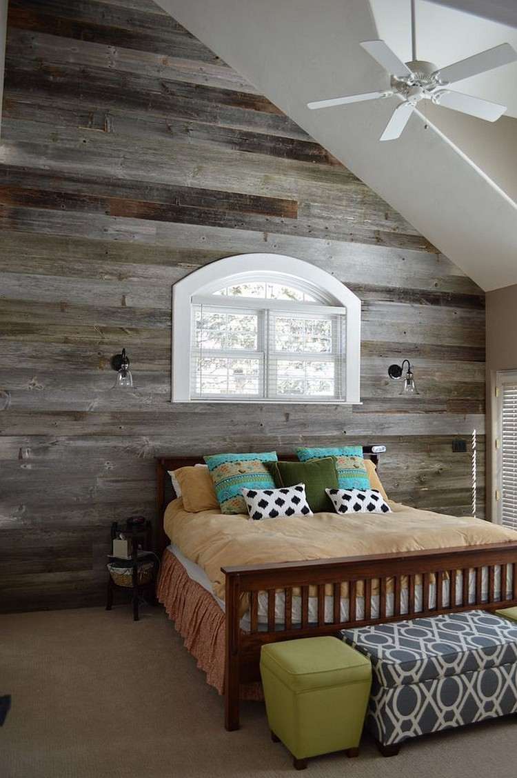Mur en bois recyclé pour aménager une chambre à l'esprit récup' !