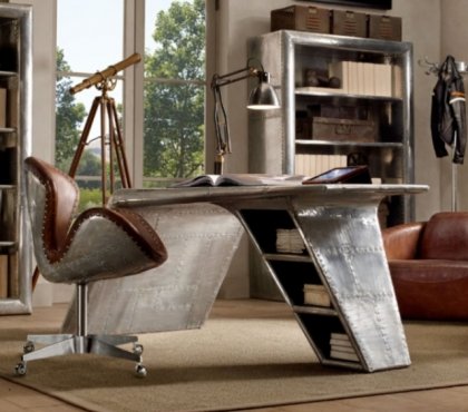 bureau design unique meuble aviator-wing desk