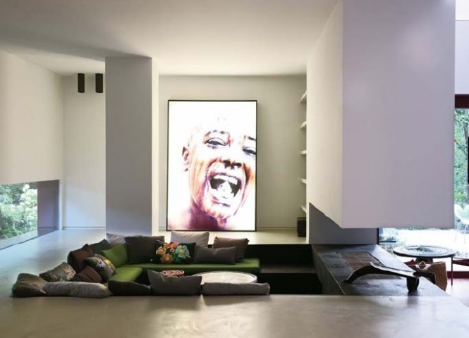 lounge enfoncé blanc vert design unique