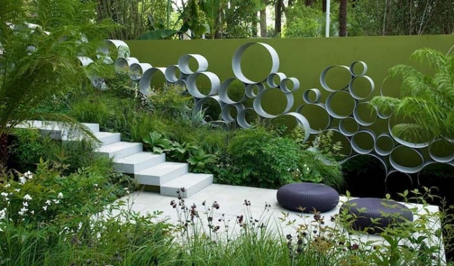 aménagement de jardin photos-circles-coupe tuyaux-luxuriante-plantation