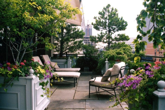 balcon-chaise-fer-forgé-végétation-luxuriante