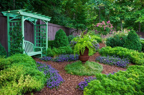 banc-bois-jardin-coloré