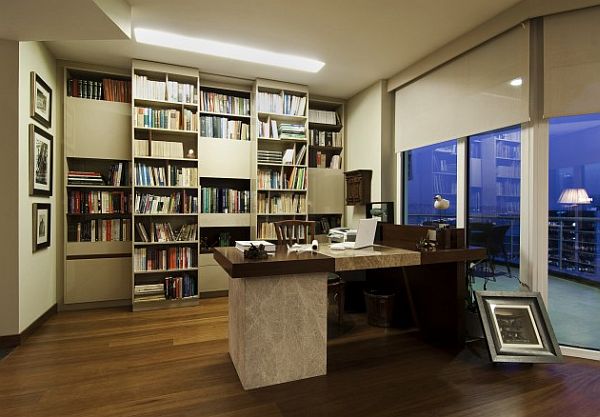 biblioteue bureau moderne contemporaine luxe