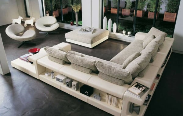 canapé-grand-fonctionnel-coussins-gris meubles de salon