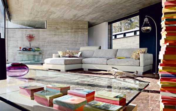 canapé-moderne-luxe-gris-clair-coussins meubles de salon