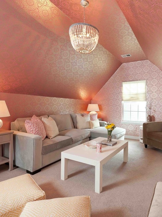 chambre-coucher-grenier-rose-murs-plafond-couleur