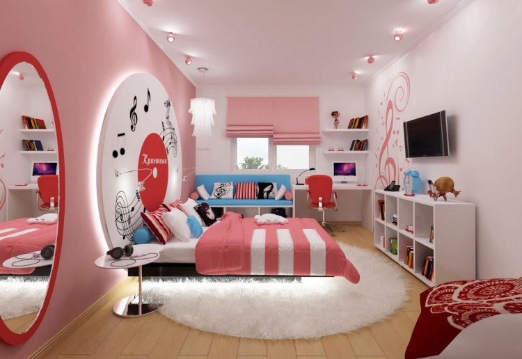 chambre-fille-adolescente-peinture-rose-blanche-parquet