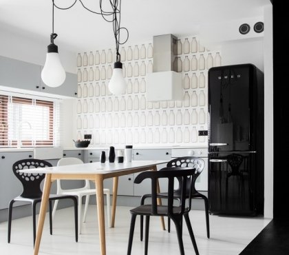design moderne salle a manger en noir et blanc
