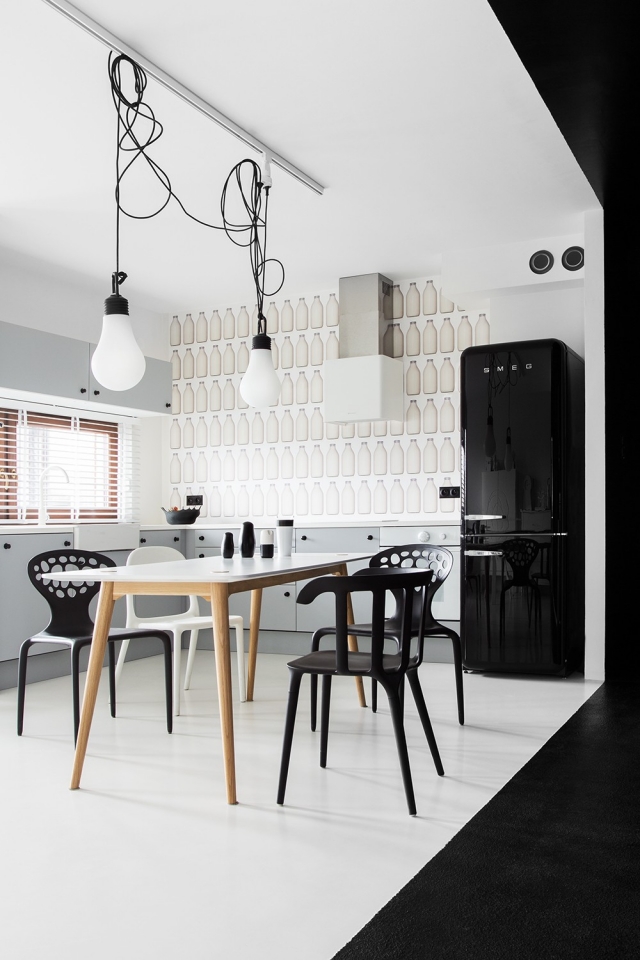 design moderne salle a manger en noir et blanc